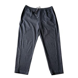 Eileen Fisher Gray Chevron Print Elastic Drawstring Waist Pants Size Medium